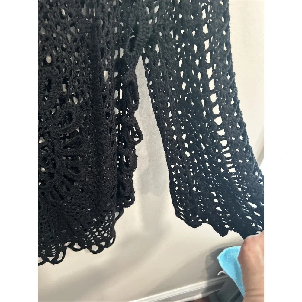 Women's XL Black Open Crochet‎ Top Swim